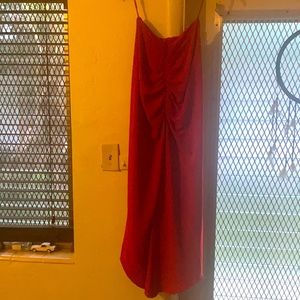 Long red silk skirt size 4
